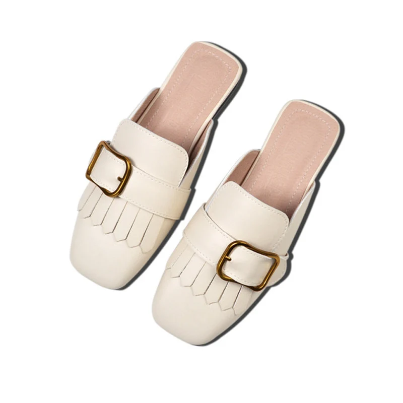 Women's Summer Metal Toe-covered Slippers Tassel Leather Mules Shoes Ladies Square Low Heel Sandals Big Size 31-43 Women Slides
Women's Summer Metal Toe-covered Slippers Tassel Leather Mules Shoes Ladies Square Low Heel Sandals Big Size 31-43 Women Slides