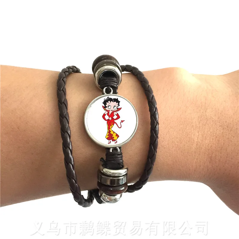 Newest Trendy Betty Boop Adjustable Leather Bracelet Black and Brown 2 Color Leather Cords Can Be Selected Glass Dome Bracelet
Newest Trendy Betty Boop Adjustable Leather Bracelet Black and Brown 2 Color Leather Cords Can Be Selected Glass Dome Bracelet