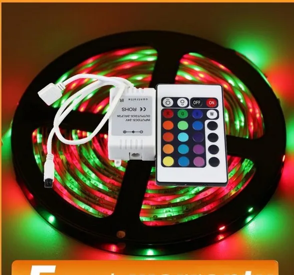 3528 SMD No-Waterproof RGB LED Strip Light DC 12V 5 meters 60led/m LED Flexible Light Strip with remote controller free shipping
3528 SMD No-Waterproof RGB LED Strip Light DC 12V 5 meters 60led/m LED Flexible Light Strip with remote controller free shipping