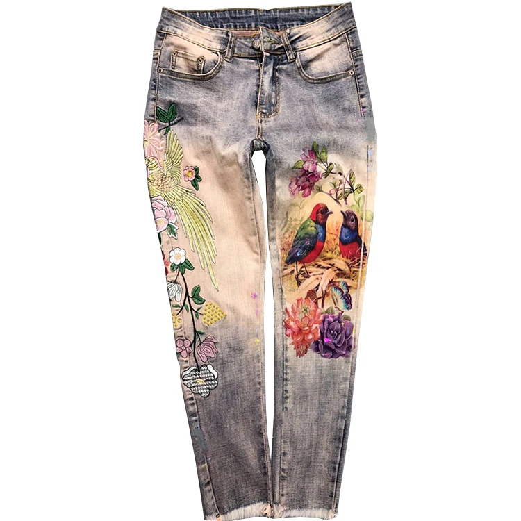 2019 Summer Fashion Jeans Women Embroidered Printing Bronzing Stretch Ankle Length Skinny Pencil Jeans For Girls
2019 Summer Fashion Jeans Women Embroidered Printing Bronzing Stretch Ankle Length Skinny Pencil Jeans For Girls