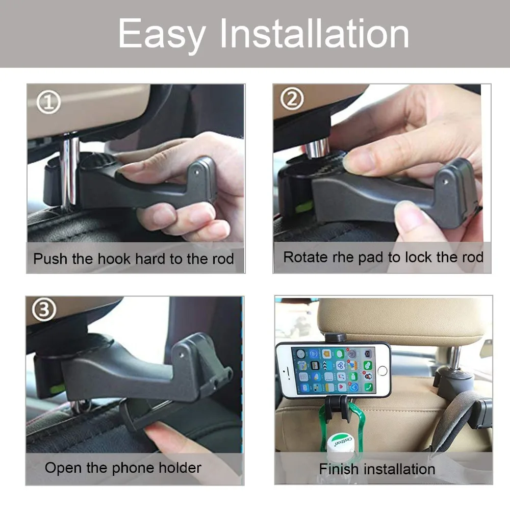 Car Hooks Car Seat Hooks with Phone Holder Universal Car Headrest Hooks Hanger 1PCS Black
Car Hooks Car Seat Hooks with Phone Holder Universal Car Headrest Hooks Hanger 1PCS Black