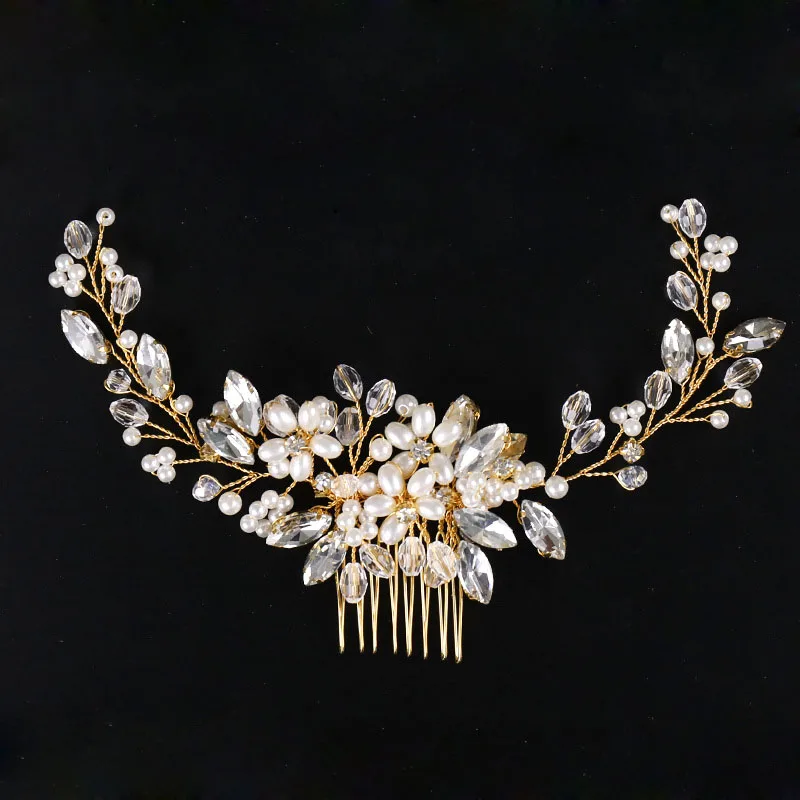 SLBRIDAL Handmade Golden Wired Pearls Flower Wedding Hair Comb Bridal Headpiece Bridesmaids Headband Hair Accessories Women
SLBRIDAL Handmade Golden Wired Pearls Flower Wedding Hair Comb Bridal Headpiece Bridesmaids Headband Hair Accessories Women