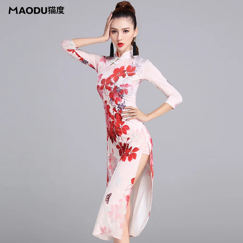 Half Sleeve Turtleneck Pink Flower print Latin Dance One-piece Dresses for Women/female, ballroom Chinese Style costume CMD7100
Half Sleeve Turtleneck Pink Flower print Latin Dance One-piece Dresses for Women/female, ballroom Chinese Style costume CMD7100