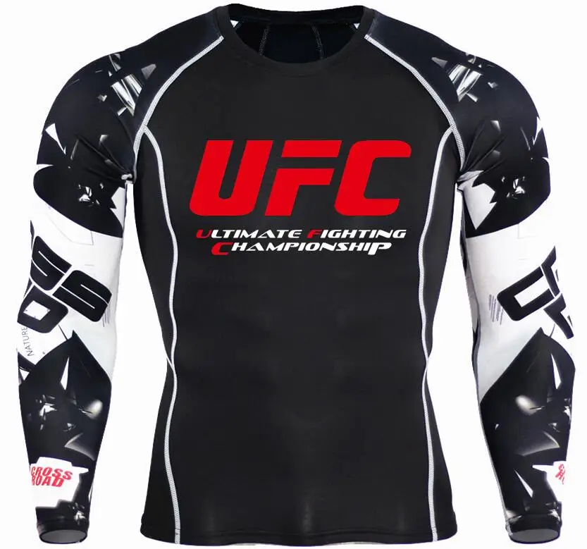 UFC Мужская футболка Stampe Compressione рубашка Бодибилдинг Maniche Lunghe MMA Crossfit Esercizio Allena для