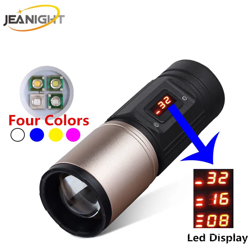Jeanight светодиодная вспышка для рыбалки УФ Фонарик белый/желтый/синий/фиолетовый 4