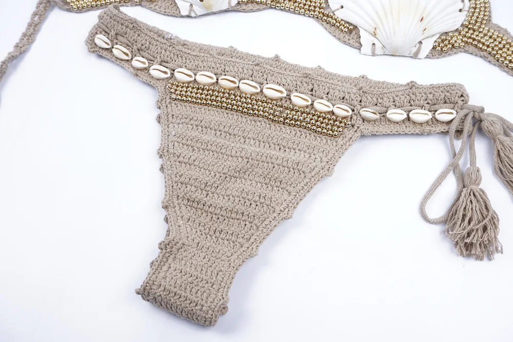 Nature's Shell Design Women Halter Bikini set 2018 Beads/Shells Swimsuit Handmade Push Up Swim suits Crochet Bikinis Biquini
Nature's Shell Design Women Halter Bikini set 2018 Beads/Shells Swimsuit Handmade Push Up Swim suits Crochet Bikinis Biquini