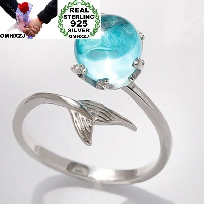 OMHXZJ Wholesale European Fashion Woman Girl Party Wedding Gift Mermaid Sea Blue AAA Zircon S925 Sterling Silver Ring RR308
OMHXZJ Wholesale European Fashion Woman Girl Party Wedding Gift Mermaid Sea Blue AAA Zircon S925 Sterling Silver Ring RR308