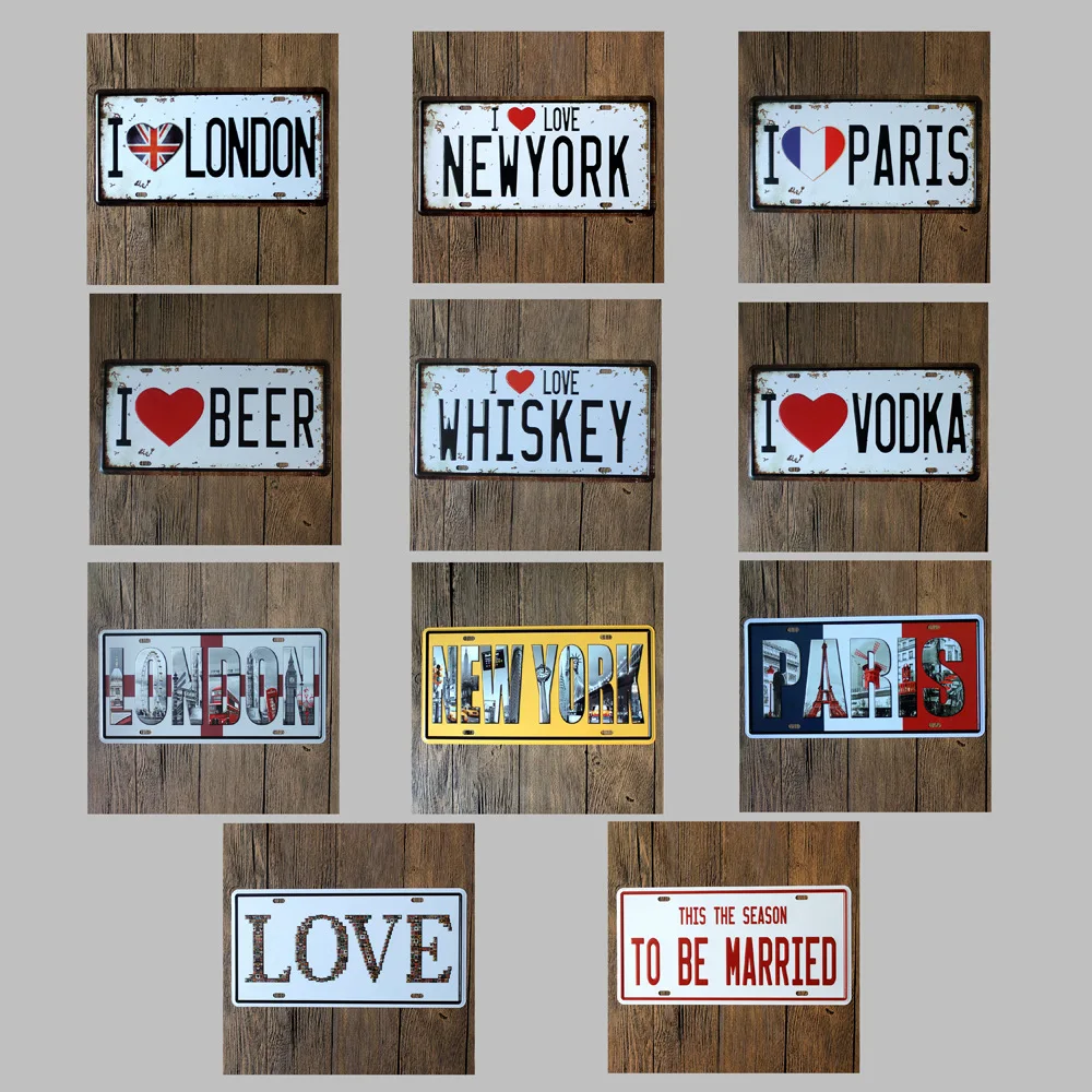 PT1 I LOVE MY COUNTRY series Tin Signs 15*30CM Metal License Plate Antique Painting Pub and Shop DECOR Wall Sticker | Дом и сад