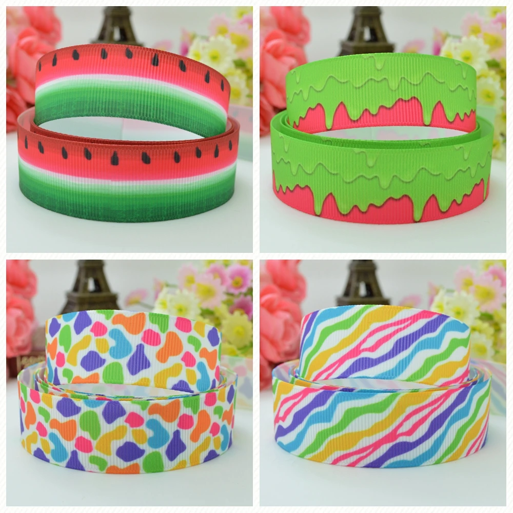 DUWES 7/8 "22 мм 2 5 10 20 50 ярдов Лето арбуз Зебра леопардовая полоса печатная grosgrain