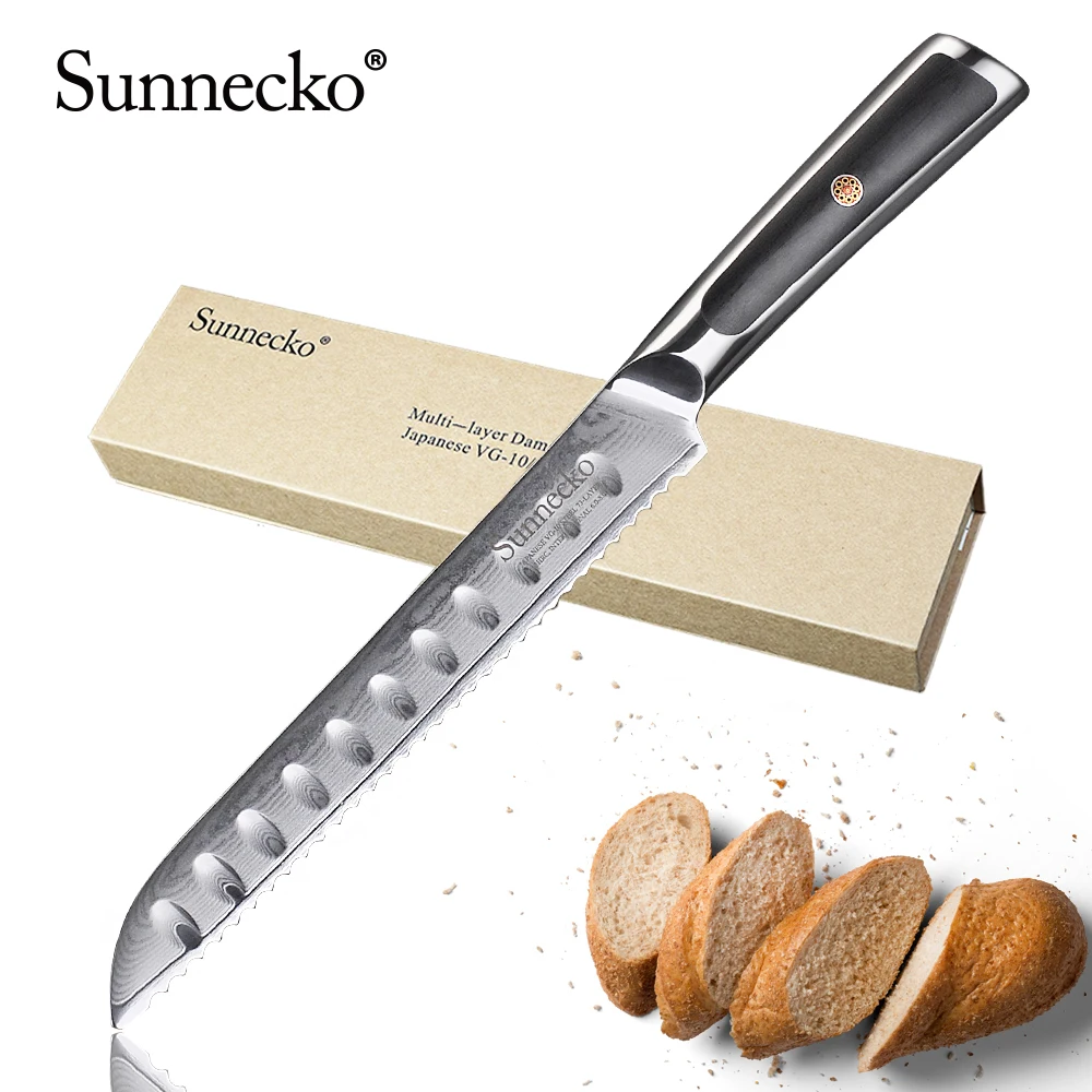 SUNNECKO Professional 8'' Bread Knife Japanese VG10 Core Blade Damascus Steel Kitchen Knives G10 Handle Sharp Cake Cutter Tool
SUNNECKO Professional 8'' Bread Knife Japanese VG10 Core Blade Damascus Steel Kitchen Knives G10 Handle Sharp Cake Cutter Tool