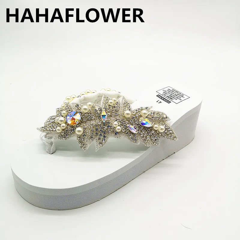 HAHAFLOWER 2019 women sandals shiny diamond crystals handmade pearl slip on sandal slides bohemia slippers wedge platform heels
HAHAFLOWER 2019 women sandals shiny diamond crystals handmade pearl slip on sandal slides bohemia slippers wedge platform heels
