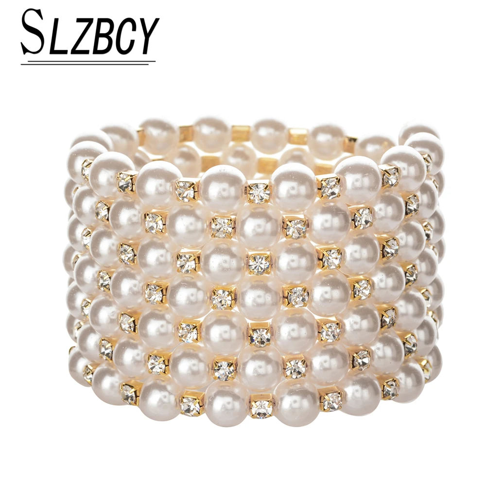 SLZBCY Adjustable Women Wide Multilayer Beads Chain Bracelets Crystal Bangles Luxury Elastic Pearl Wristband Jewelry
SLZBCY Adjustable Women Wide Multilayer Beads Chain Bracelets Crystal Bangles Luxury Elastic Pearl Wristband Jewelry