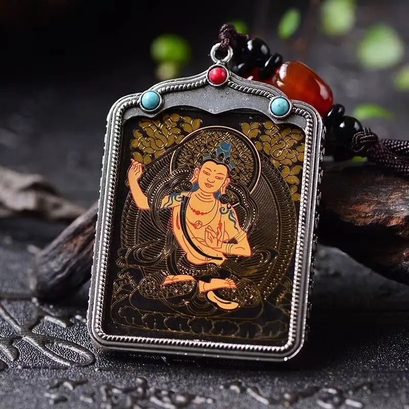 100% Tibetan Silver, Ethnic Style, Pure Hand-painted Thangka, Manjusri Bodhisattva, Hanging Parts, handicraft collection
100% Tibetan Silver, Ethnic Style, Pure Hand-painted Thangka, Manjusri Bodhisattva, Hanging Parts, handicraft collection