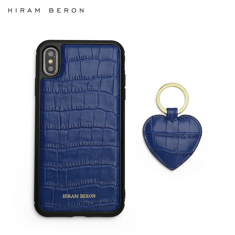 Дизайнерский Синий чехол Hiram Beron с именем под заказ для ключей и телефона Iphone 7 8 plus