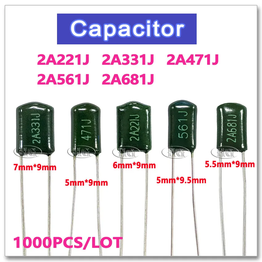1000PCS Polyester poly Film 100V 2A221J 2A331J 2A471J 2A561J 2A681J 221J 331J 471J 561J 681J 2A 5% 220PF 330PF 470PF 560PF 680PF
1000PCS Polyester poly Film 100V 2A221J 2A331J 2A471J 2A561J 2A681J 221J 331J 471J 561J 681J 2A 5% 220PF 330PF 470PF 560PF 680PF