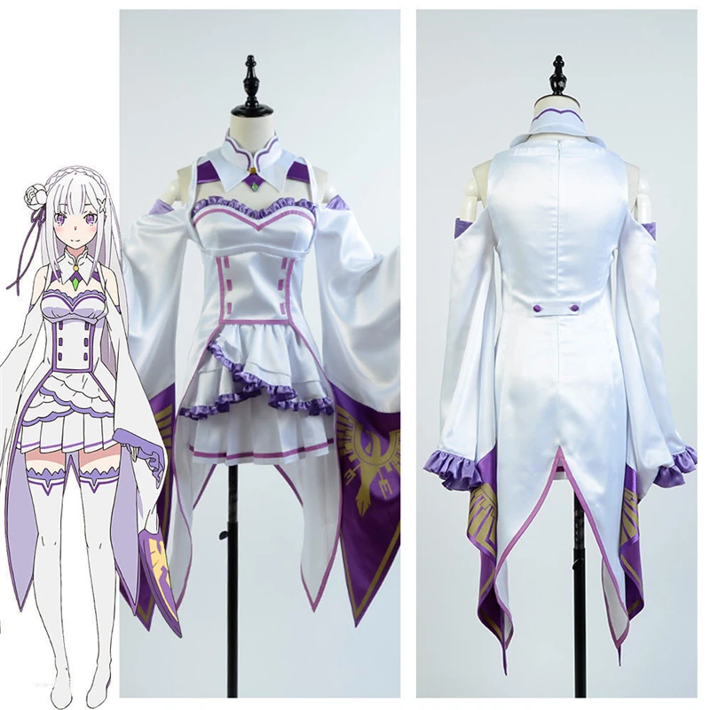 Костюм для косплея Re Zero kara Hajimeru Isekai Seikatsu Emilia Re:Life in a Different World of Zeros Dress For Woman Anime|cosplay