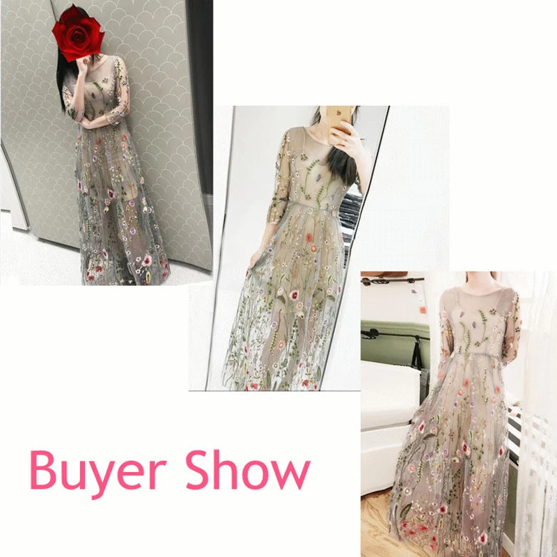 Runway Embroidered Dresses Women Nice Half Sleeves Sheer Mesh Embroidery Party Pleated Dresses Bohemian Brand Vestidos De Festa
Runway Embroidered Dresses Women Nice Half Sleeves Sheer Mesh Embroidery Party Pleated Dresses Bohemian Brand Vestidos De Festa