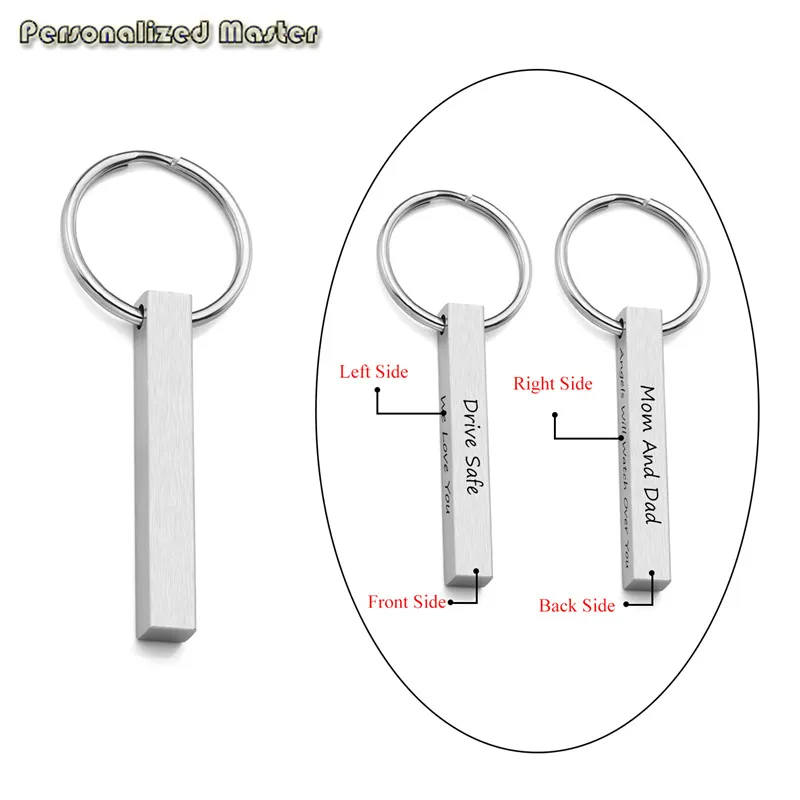 Personalized Master Engrave Message Name Words 4 Sided Vertical Cuboid Matte Bar Pendant Stainless Steel DIY Keychain Key Ring
Personalized Master Engrave Message Name Words 4 Sided Vertical Cuboid Matte Bar Pendant Stainless Steel DIY Keychain Key Ring