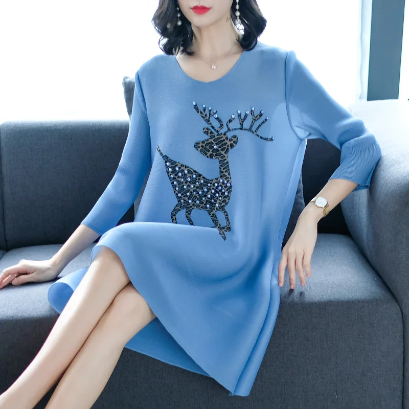 Plus Size Dress For Women 45-75kg Spring Clothing Fashion Beading Print O Neck 3/4 Sleeve Loose Casual Knee Length Dress
Plus Size Dress For Women 45-75kg Spring Clothing Fashion Beading Print O Neck 3/4 Sleeve Loose Casual Knee Length Dress