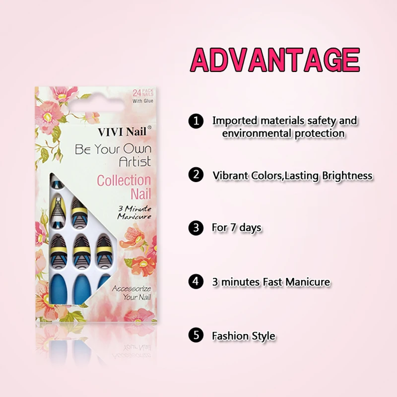 24pcs Fashion Women False Nails With Glue Full Cover Artificial Faux Ongles Coffin Fake Nail Decorations Nail Art
24pcs Fashion Women False Nails With Glue Full Cover Artificial Faux Ongles Coffin Fake Nail Decorations Nail Art