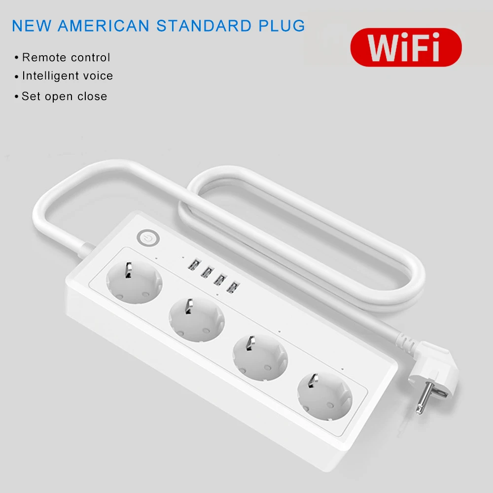 Smart Wifi Power Strip Surge Protector Multiple Power Sockets 4 USB Port Voice Control for Amazon Echo Alexa's Google Home Timer
Smart Wifi Power Strip Surge Protector Multiple Power Sockets 4 USB Port Voice Control for Amazon Echo Alexa's Google Home Timer