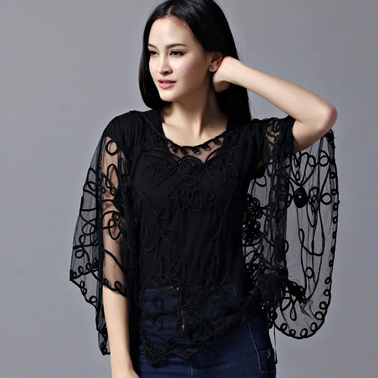 2019 new women's chiffon lace shirt Blusas fashion Loose Hollow Blouse Lace batwing sleeve Shirt Women Cardigan top 803J 37
2019 new women's chiffon lace shirt Blusas fashion Loose Hollow Blouse Lace batwing sleeve Shirt Women Cardigan top 803J 37
