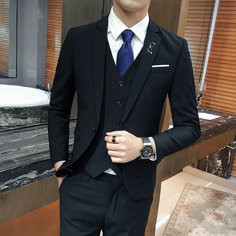 Ternos Slim Fit Masculinos Korean Business Suit Three-piece Suit Men's Single-breasted Suit Sets
Ternos Slim Fit Masculinos Korean Business Suit Three-piece Suit Men's Single-breasted Suit Sets