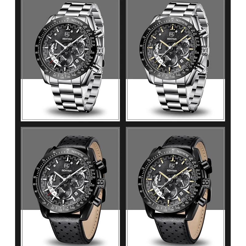 Men's Watches BENYAR 2019 New Top Luxury Business Black Wristwatch Mens Waterproof Stainless Steel Quartz Clock Reloj Hombre
Men's Watches BENYAR 2019 New Top Luxury Business Black Wristwatch Mens Waterproof Stainless Steel Quartz Clock Reloj Hombre