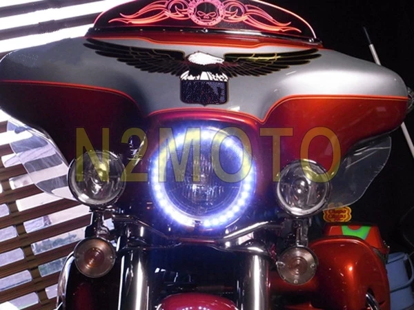 7" LED Round Headlight LED Projector Front Light Blue Lamp Universal for Harley Chopper Cafe Racer
7" LED Round Headlight LED Projector Front Light Blue Lamp Universal for Harley Chopper Cafe Racer