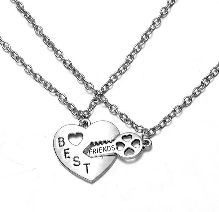 Двойная цепь лучший друг разбитое сердце ключ ожерелье кулон старинные серебряные талисманы Воротник Колье Ожерелье ювелирные изделия жен... 
Двойная цепь лучший друг разбитое сердце ключ ожерелье кулон старинные серебряные талисманы Воротник Колье Ожерелье ювелирные изделия жен...