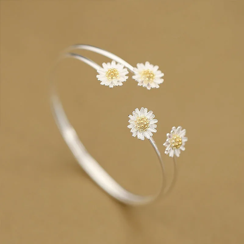 Daisies Pure 925 Sterling Silver Jewelry Daisy Flower Bangles Cuff Bangles & Bracelets Women Accessories Srebrna bransoletka
Daisies Pure 925 Sterling Silver Jewelry Daisy Flower Bangles Cuff Bangles & Bracelets Women Accessories Srebrna bransoletka
