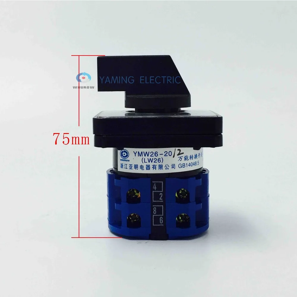 Selector rotary switch high voltage 20A 2 poles 3 position elecrical changeover switch LW26-20D0401/2
Selector rotary switch high voltage 20A 2 poles 3 position elecrical changeover switch LW26-20D0401/2