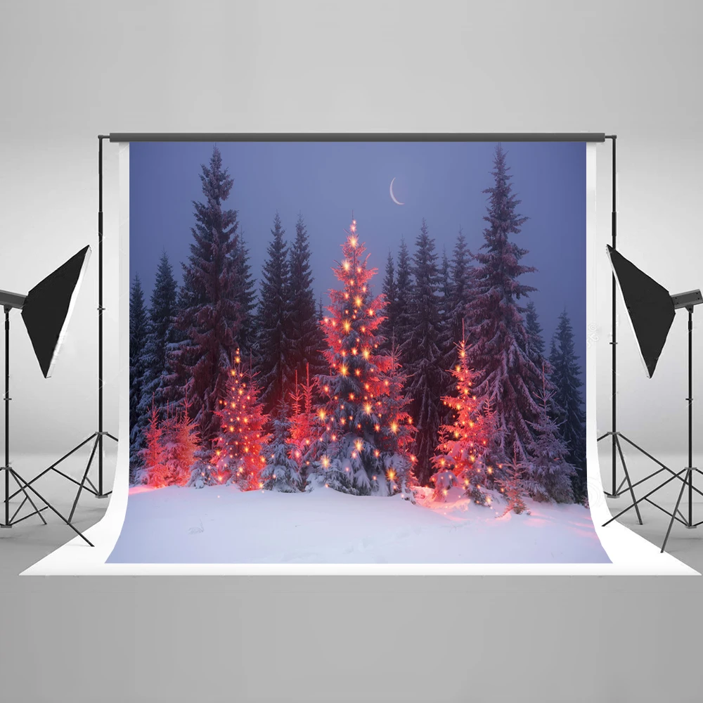 

VinylBDS Winter Frozen Backdrop 10x10ft Christmas Trees Photography Backdrops Washable Children Backgrounds For Photo Studio