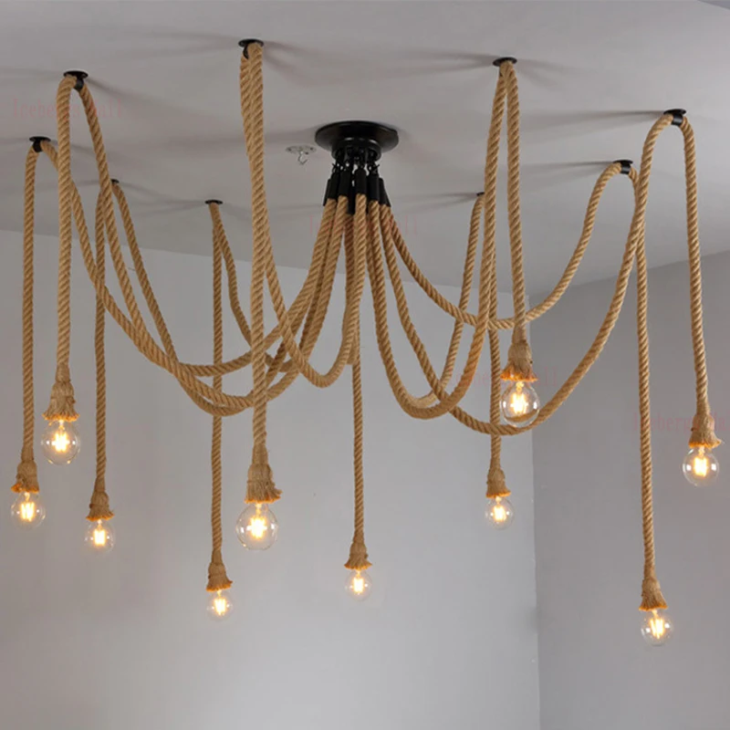 Vintage Hemp Rope Chandelier Antique Classic Adjustable DIY Spider Lamp Light Ceiling Retro Edison Bulb Pedant Lamp for home
Vintage Hemp Rope Chandelier Antique Classic Adjustable DIY Spider Lamp Light Ceiling Retro Edison Bulb Pedant Lamp for home