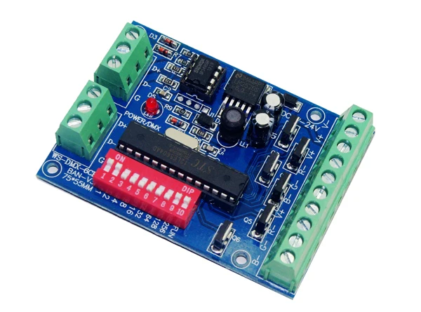 6 channel DMX512 RGB controller 2groups RGB 6CH DMX512 decoder DC5-24V input each channel max 3A
6 channel DMX512 RGB controller 2groups RGB 6CH DMX512 decoder DC5-24V input each channel max 3A