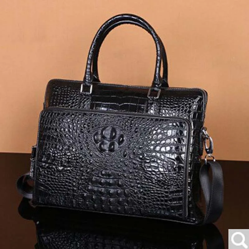 

MSHG new arrival crocodile leather men crocodile handbag leisure Business male Briefcase cross section men bag