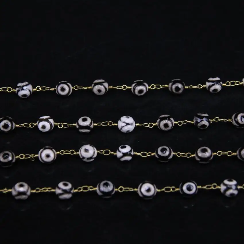 5Meter,8mm Two eyes Dzi Agates Faceted Round Beads Chain,Black White Agates Brass Wire Wrapped Rosary Chains Woman sweater chain
5Meter,8mm Two eyes Dzi Agates Faceted Round Beads Chain,Black White Agates Brass Wire Wrapped Rosary Chains Woman sweater chain