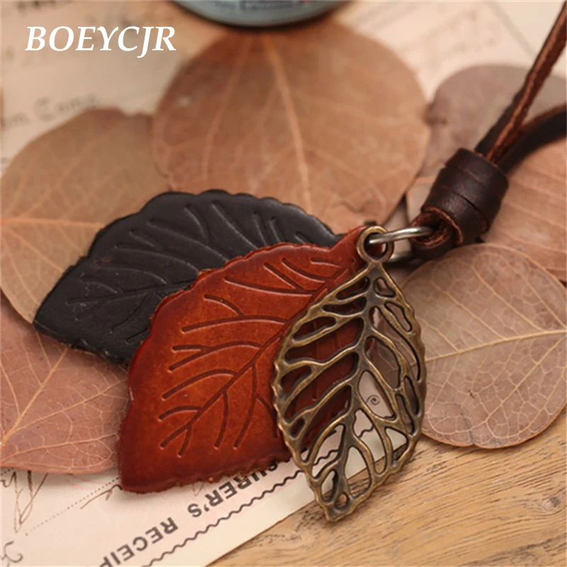 BOEYCJR Vintage Leather Alloy Leaf Pendant Necklace Rope Chain Ethnic Jewelry Pendant Necklace for Women Gift
BOEYCJR Vintage Leather Alloy Leaf Pendant Necklace Rope Chain Ethnic Jewelry Pendant Necklace for Women Gift