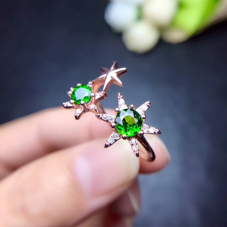 Natural green diopside gem Ring S925 Silver Natural Gemstone Ring Fashion Lovely stars girl Women's party gift Rings Jewelry
Natural green diopside gem Ring S925 Silver Natural Gemstone Ring Fashion Lovely stars girl Women's party gift Rings Jewelry