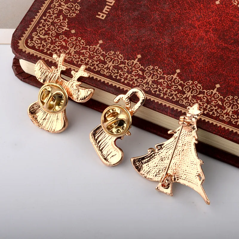 Christmas Tree 3 PCS Brooch Pin Metal Enamel socks Santa Claus Sled Unisex Holiday Fashion Jewelry Gift SP-41 | Украшения и