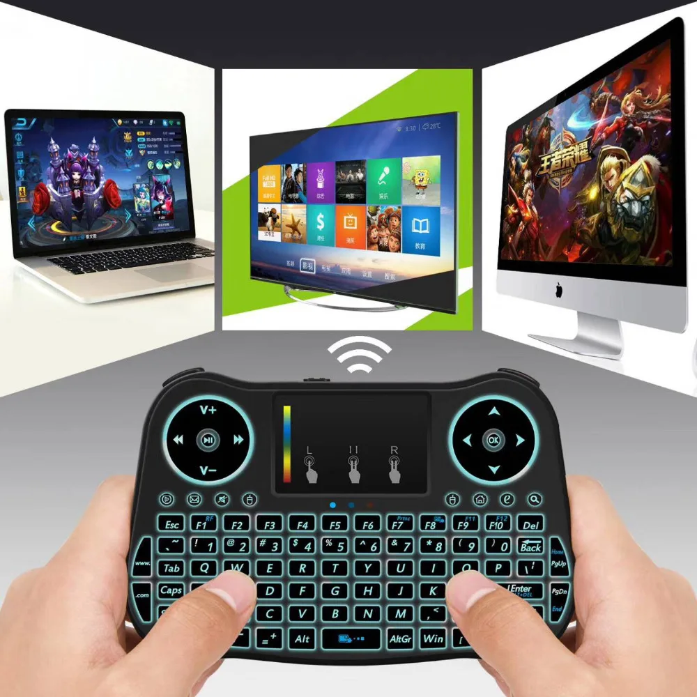 MT08 English Russian Spanish Wireless MINI Keyboard 2.4GHz USB Air Mouse with Rainbow backlit Touchpad For Smart TV BOX Computer
MT08 English Russian Spanish Wireless MINI Keyboard 2.4GHz USB Air Mouse with Rainbow backlit Touchpad For Smart TV BOX Computer