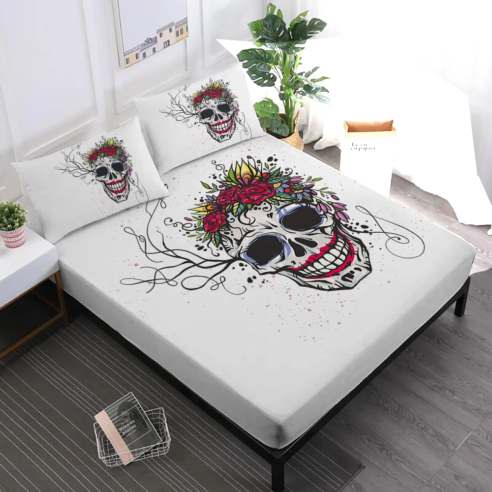 Golden Sugar Skull Bedding Set Halloween Flowers Print Fitted Sheet King Queen Bed Sheets Colorful Bedclothes Pillowcase D40
Golden Sugar Skull Bedding Set Halloween Flowers Print Fitted Sheet King Queen Bed Sheets Colorful Bedclothes Pillowcase D40