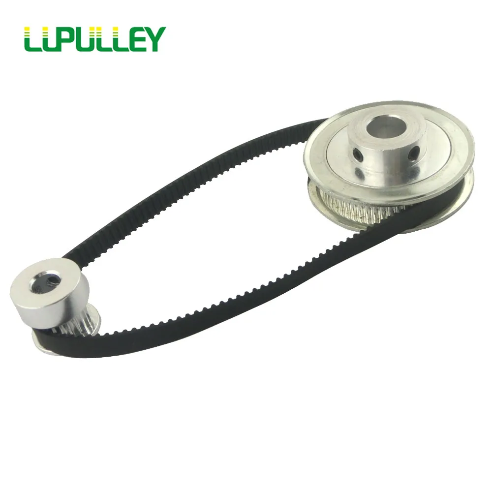 

LUPULLEY GT2 Timing Belt Pulley Set 2GT 20T:40T 40T:40T Reduction Synchronous Pulley Belt 280mm for CNC Alloy Black Rubber