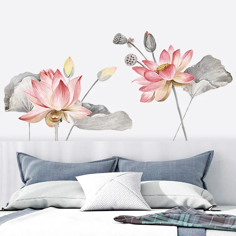 DIY Lotus Living Room Bathroom Decoration Vinyl Wall Stickers Vintage Poster Chinese Style Flower Home Decor Mural
DIY Lotus Living Room Bathroom Decoration Vinyl Wall Stickers Vintage Poster Chinese Style Flower Home Decor Mural