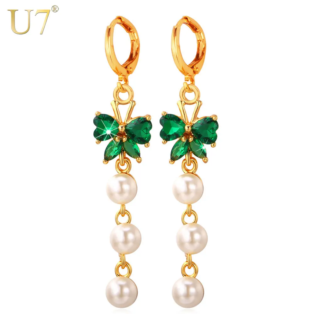 U7 Long Earrings For Women Synthetic Pearl Jewelry Cubic Zirconia Gold Color Green Drop Earrings Fashion E690
U7 Long Earrings For Women Synthetic Pearl Jewelry Cubic Zirconia Gold Color Green Drop Earrings Fashion E690