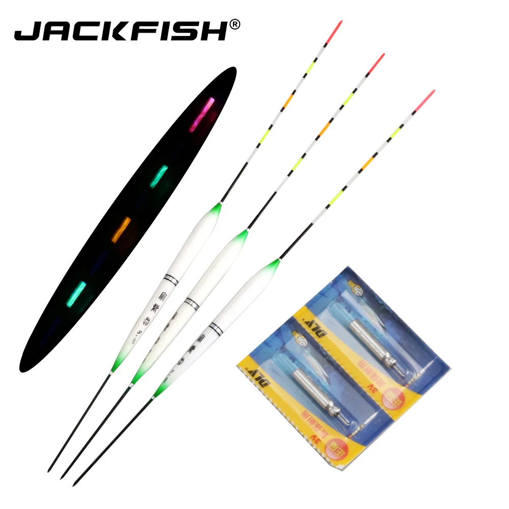 JACKFISH LED Electric Fishing Float with Battery 3pcs/lot Barr Wood Float Fishing Gear Fishing Tackle
JACKFISH LED Electric Fishing Float with Battery 3pcs/lot Barr Wood Float Fishing Gear Fishing Tackle