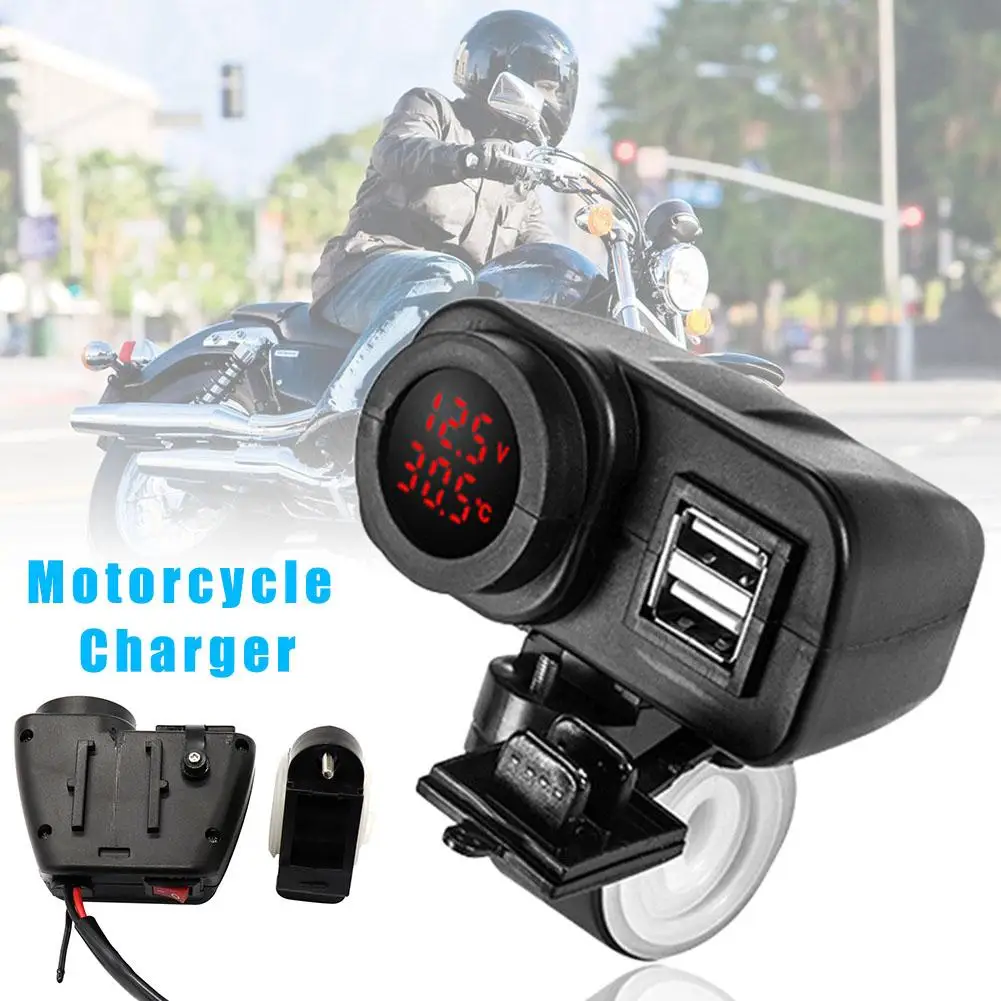 Universal Motorcycle Bike Dual USB Charger 2.1A W/ Digital Yellow+ThermometerLED Voltmeter Cable Adapter Motorcy Accessories
Universal Motorcycle Bike Dual USB Charger 2.1A W/ Digital Yellow+ThermometerLED Voltmeter Cable Adapter Motorcy Accessories