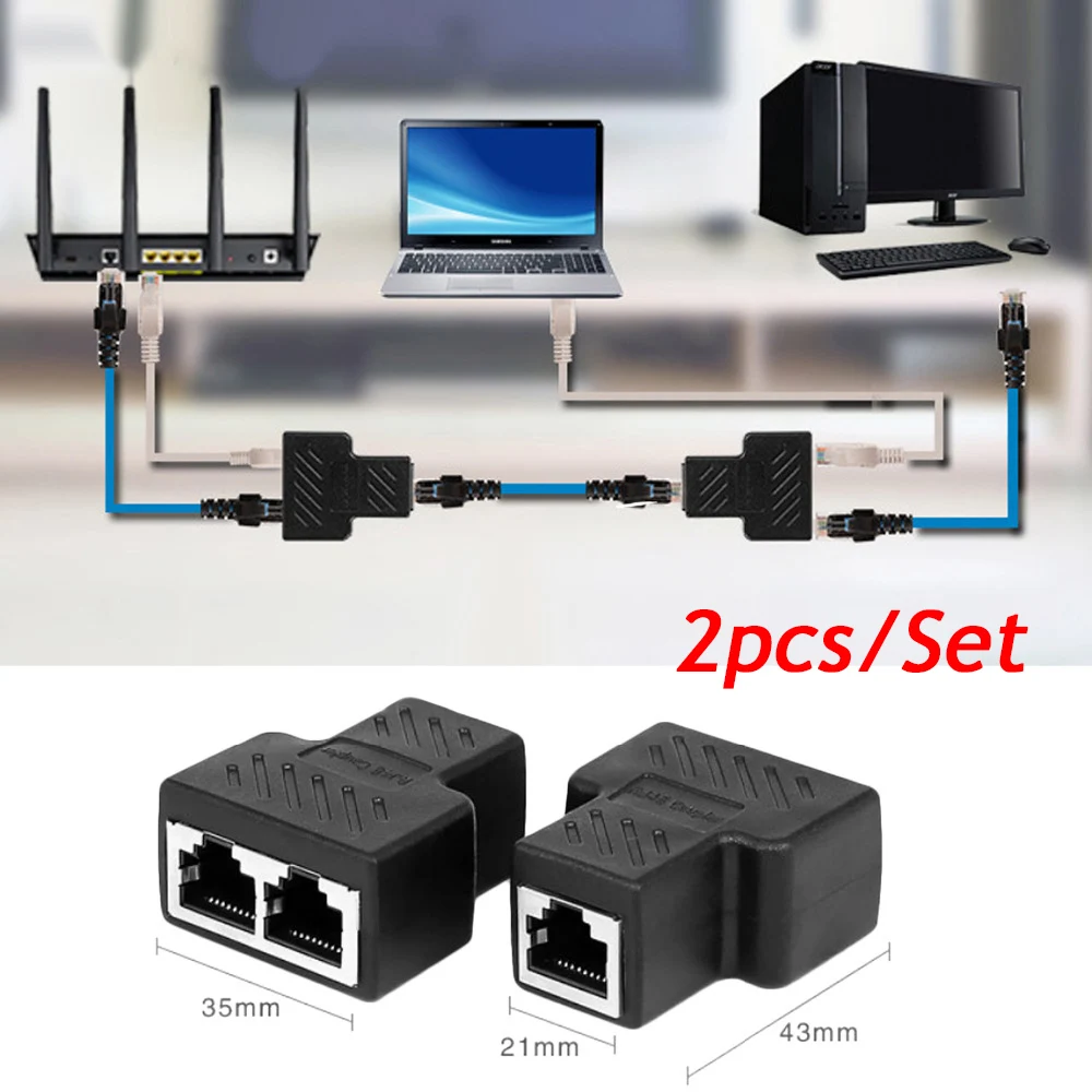Besegad 2pcs 1 to 2 Way RJ45 Female Splitter Socket Network Cable Adapter LAN Ethernet Connector Adapter For Laptop
Besegad 2pcs 1 to 2 Way RJ45 Female Splitter Socket Network Cable Adapter LAN Ethernet Connector Adapter For Laptop