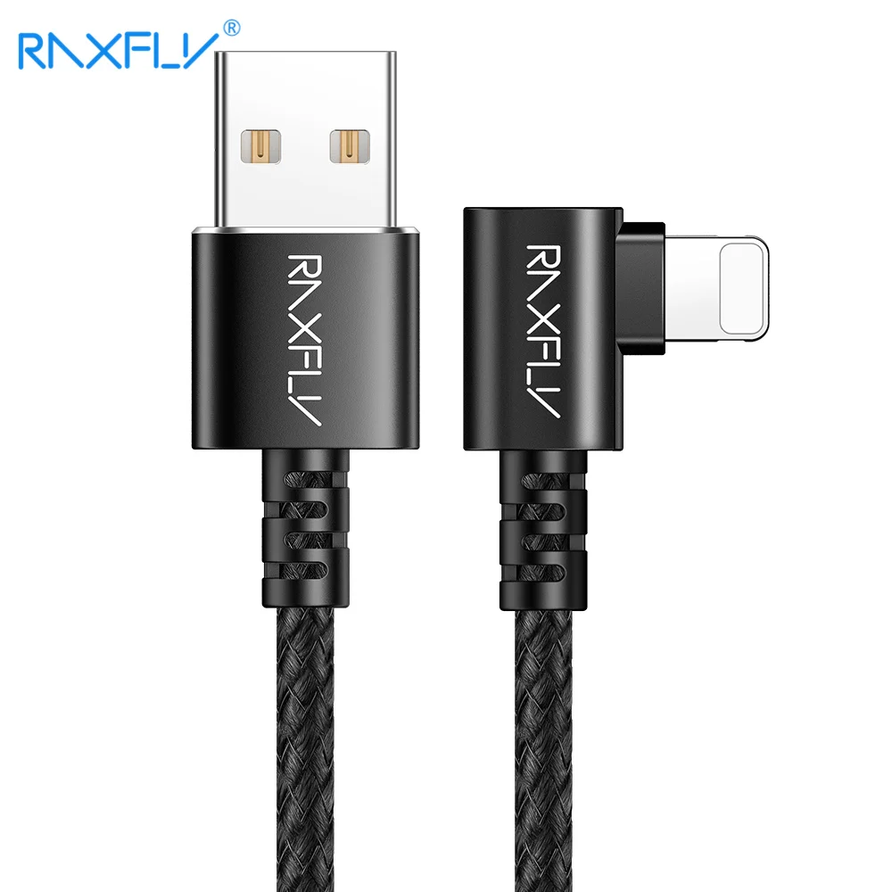 RAXFLY 1 м 2.1A 90 градусов USB телефонный кабель для iPhone 11 Pro MAX XR 8 7 быстрой зарядки