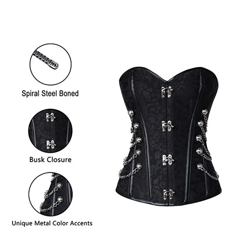 S-6XL Gothic Steampunk Corset Brown Black Jacquard spiral steel Boned Lingerie Clubwear waist trainer Bustier Plus size
S-6XL Gothic Steampunk Corset Brown Black Jacquard spiral steel Boned Lingerie Clubwear waist trainer Bustier Plus size